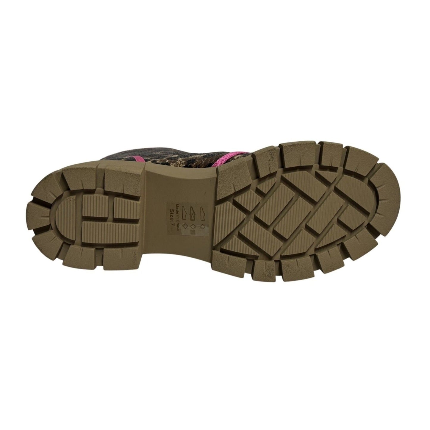 SHOE REPUBLIC / Husky / Leopard Print / Lace-Up / Chunky / Ankle / Boots With Pink Trim SHOES BY FLOR
