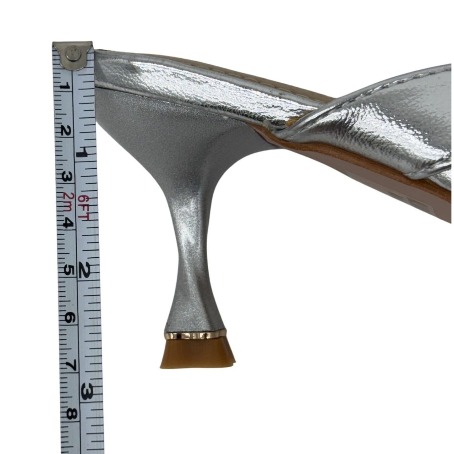 CHASE + CHLOE / Idra-3 / Silver / Pointed / Toe Mule Heels / With Bow Detail Kitten Heel Design SHOES BY FLOR