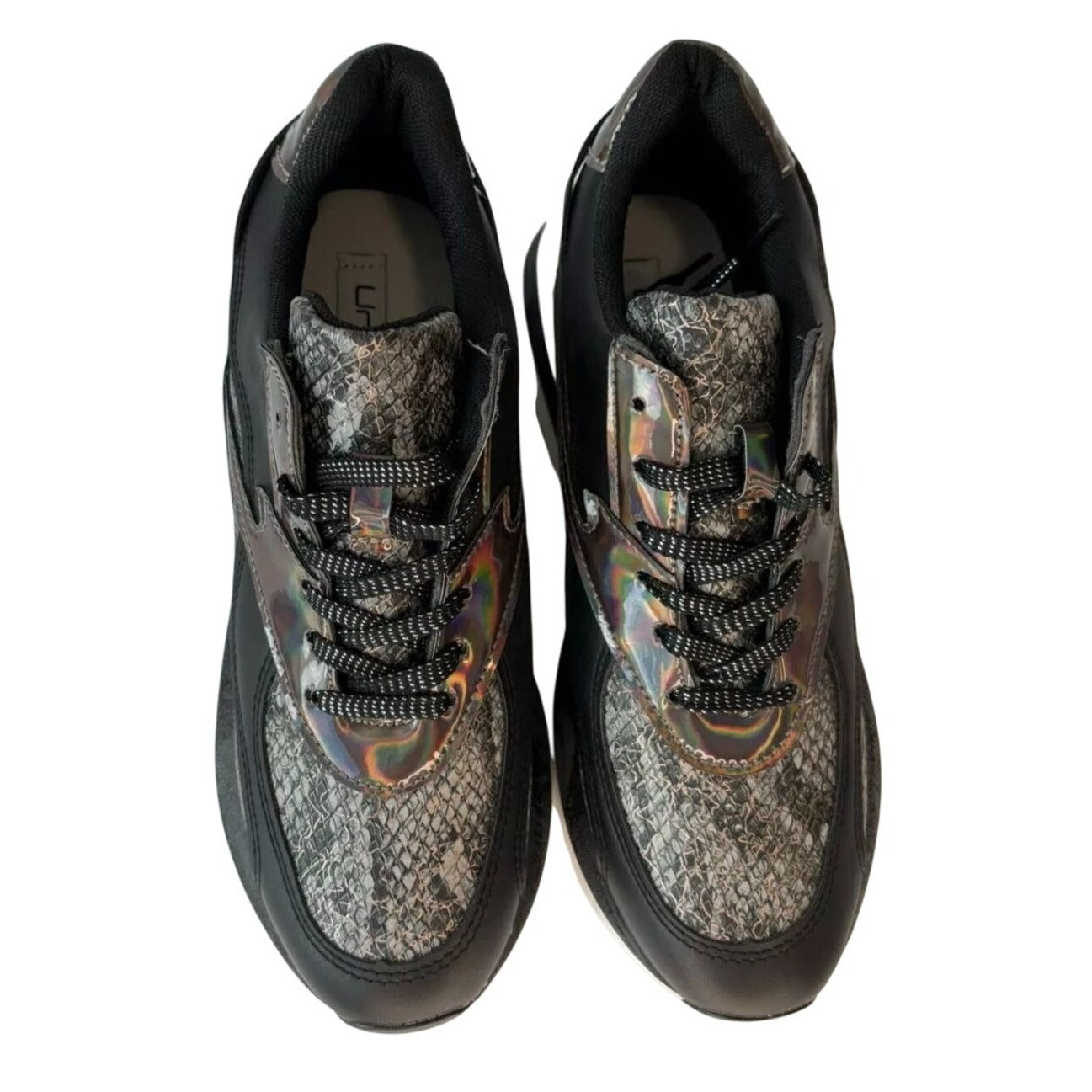 UNILADY / Franky-2 / Black / Reflective / Snakeskin/ Sneakers / Size US 10 SHOES BY FLOR