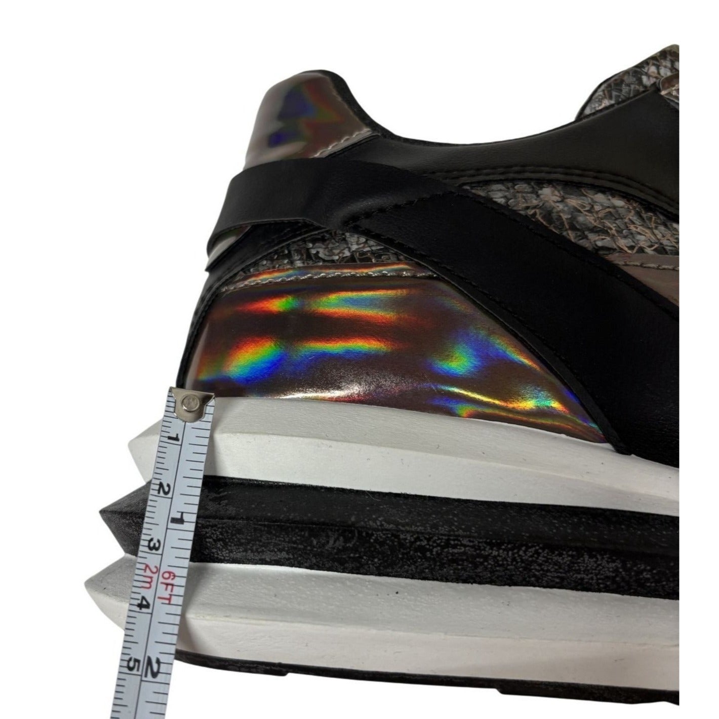 UNILADY / Franky-2 / Black / Reflective / Snakeskin/ Sneakers / Size US 10 SHOES BY FLOR