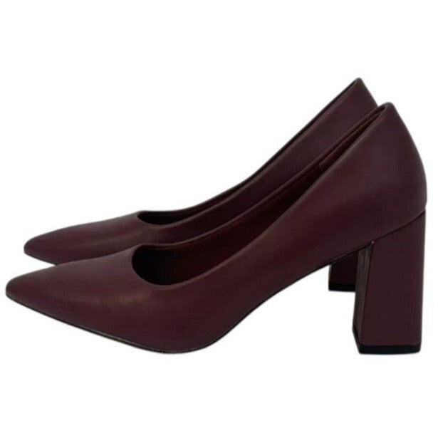 PIERRE DUMAS / Lover-1 / Burgundy / Block Heel / Pointed / Toe Pumps - Faux Leather SHOES BY FLOR