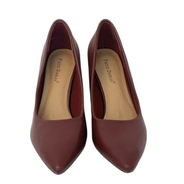 PIERRE DUMAS / Lover-1 / Burgundy / Block Heel / Pointed / Toe Pumps - Faux Leather SHOES BY FLOR