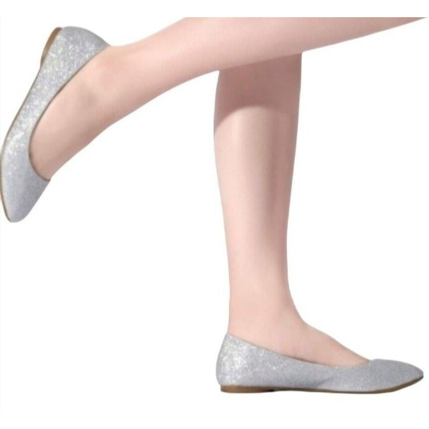 LUCITA / Friendly / Silver / Glittery / Flats / With Pointed Toe Elegant Design SHOES BY FLOR