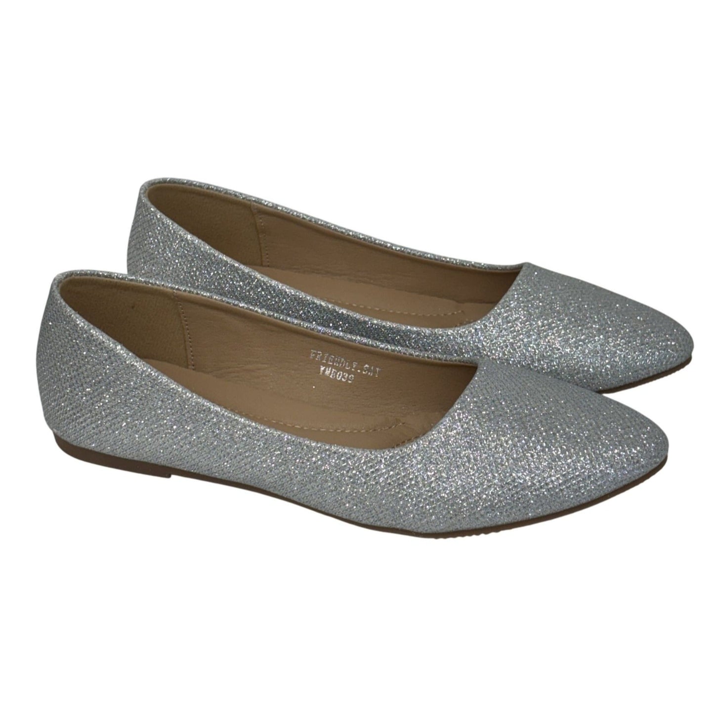 LUCITA / Friendly / Silver / Glittery / Flats / With Pointed Toe Elegant Design SHOES BY FLOR