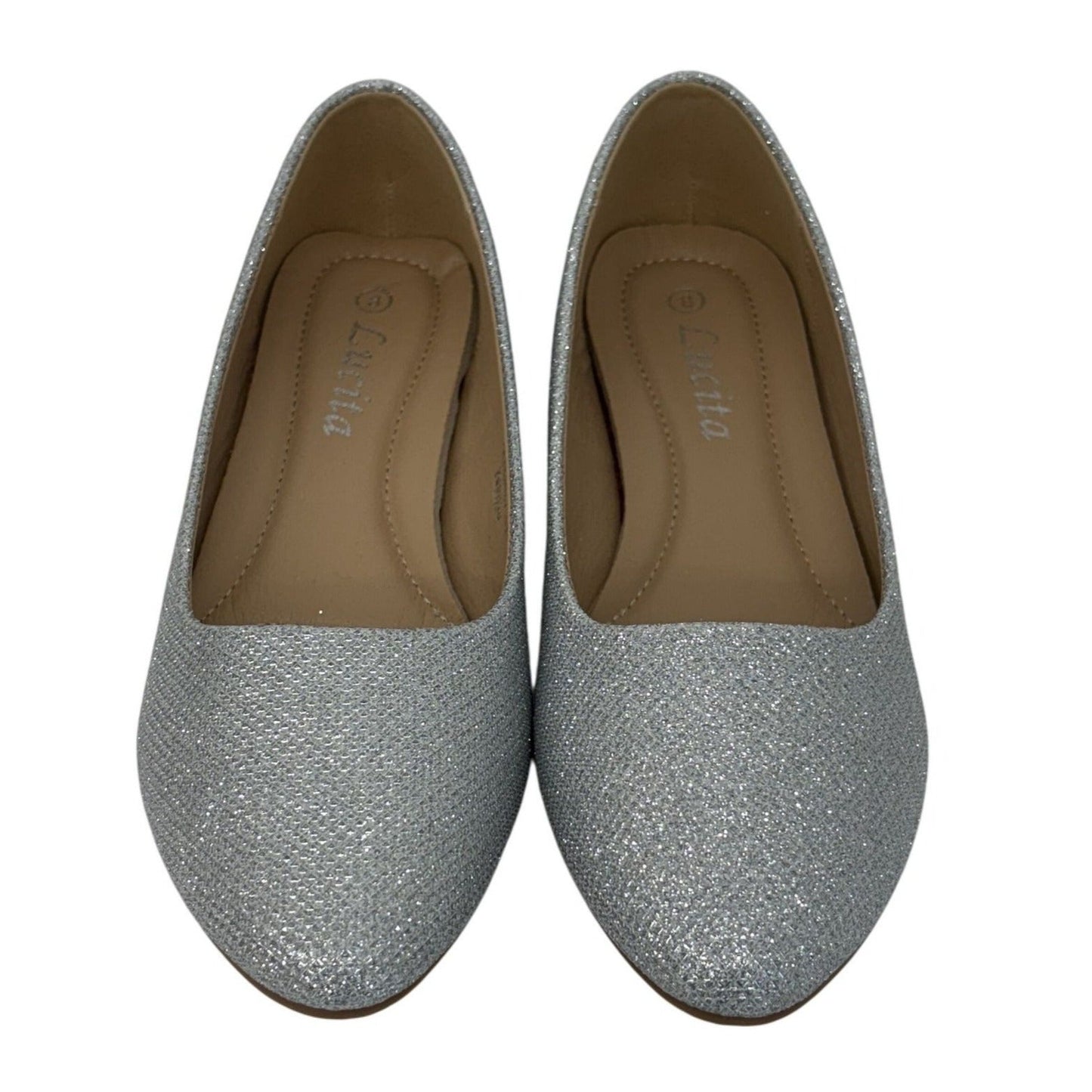 LUCITA / Friendly / Silver / Glittery / Flats / With Pointed Toe Elegant Design SHOES BY FLOR