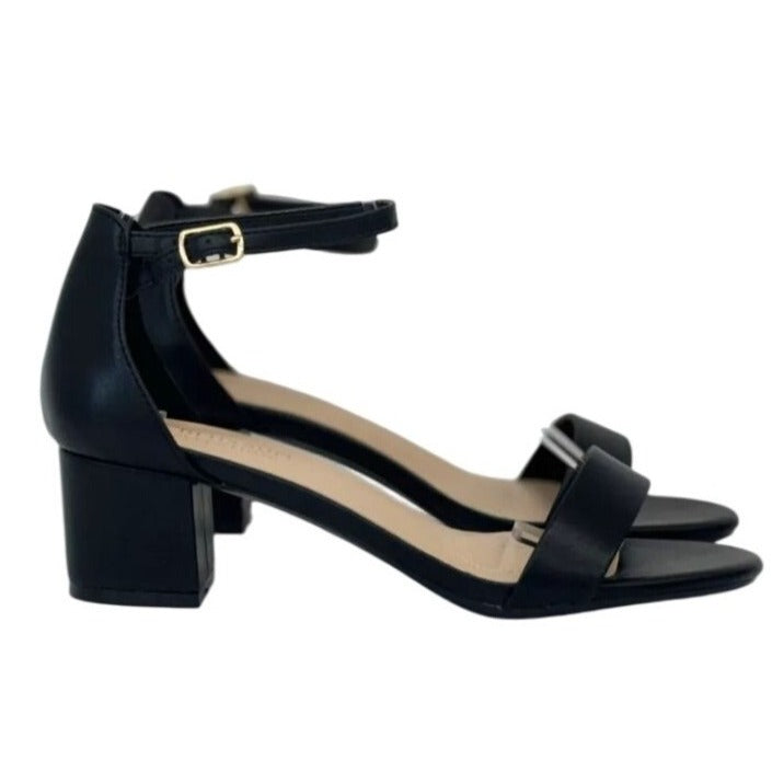 DE BLOSSOM / Annie-50/ Black / Block Heel / Open-Toe Sandals / With Ankle Strap / Memory Foam/ Wide Fit