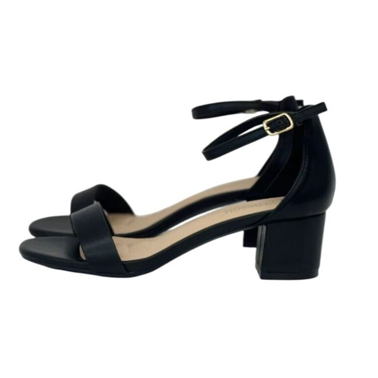 DE BLOSSOM / Annie-50/ Black / Block Heel / Open-Toe Sandals / With Ankle Strap / Memory Foam/ Wide Fit