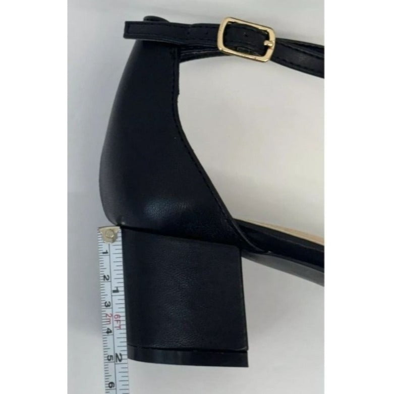 DE BLOSSOM / Annie-50/ Black / Block Heel / Open-Toe Sandals / With Ankle Strap / Memory Foam/ Wide Fit