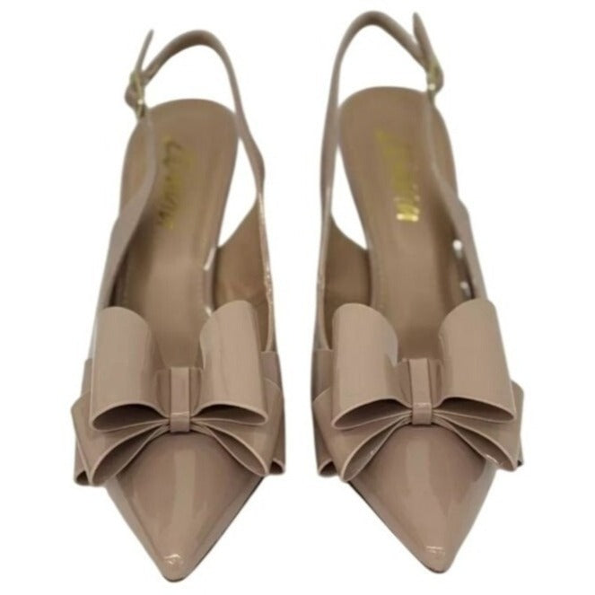 LILIANA / Lana-1 / Pointed / High Heel / Stiletto Bowknot / Nude / Patent / Slingbacks SHOES BY FLOR