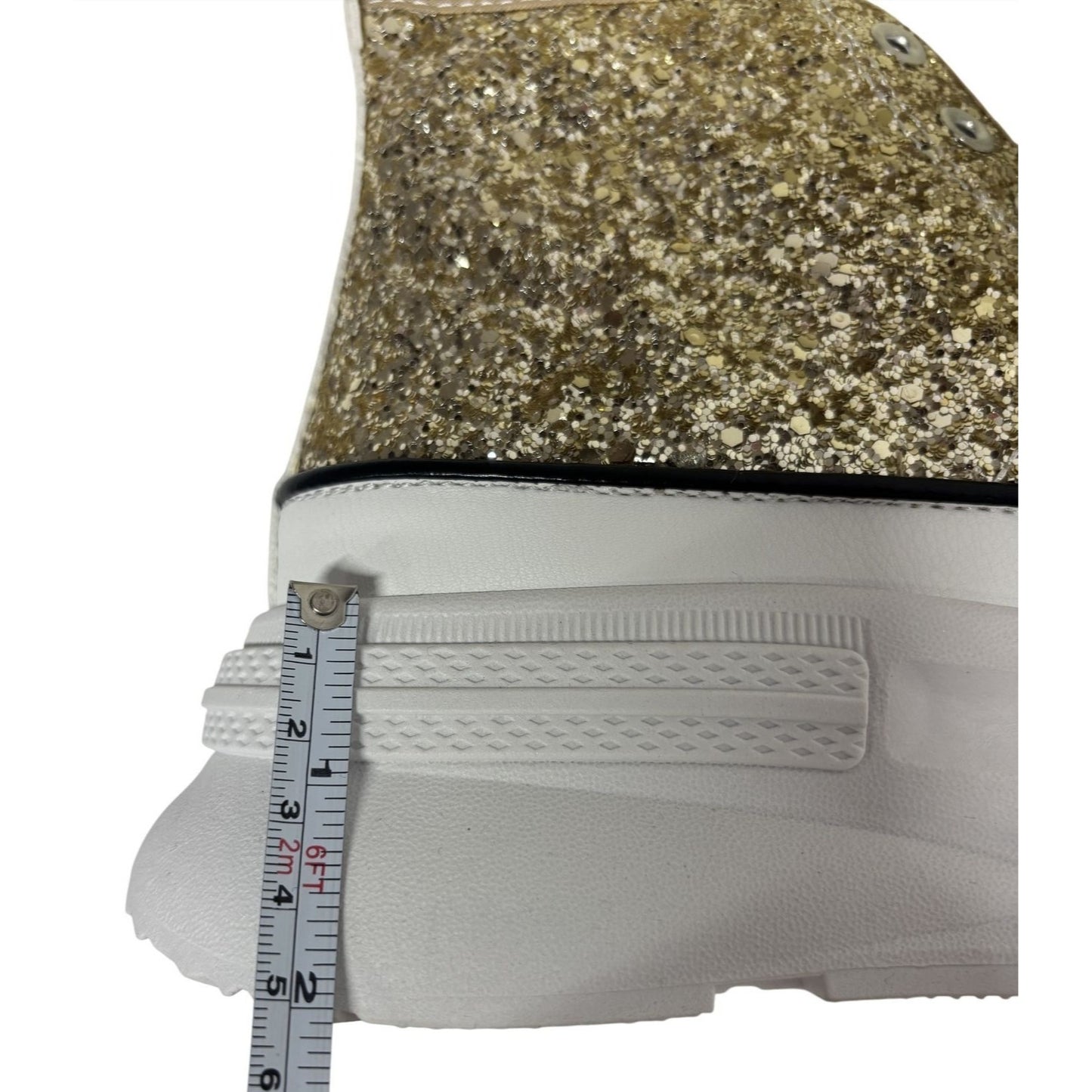 MATA / Rave Nights / Glitter High-Top / Platform / Sneakers / Gold & White / Size 7