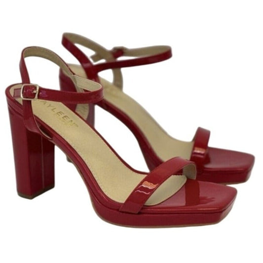 KAYLEEN / Nahlah-7 / Red Patent / Leather / Block Heel / Sandals With Ankle Strap & Platform For Women SHOES BY FLOR