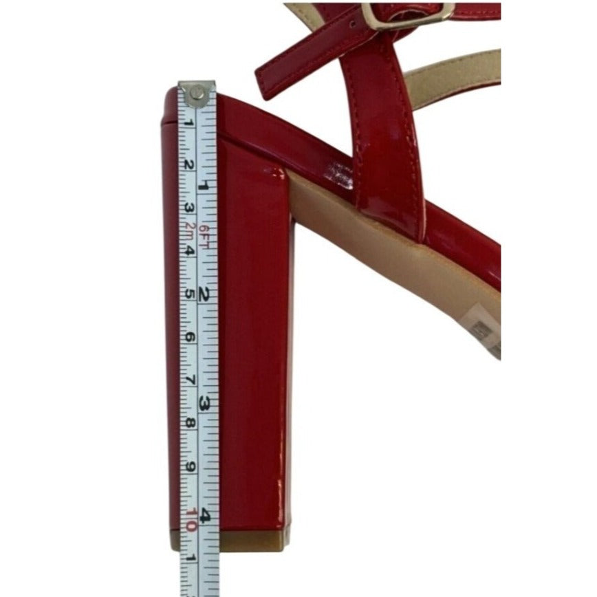 KAYLEEN / Nahlah-7 / Red Patent / Leather / Block Heel / Sandals With Ankle Strap & Platform For Women SHOES BY FLOR