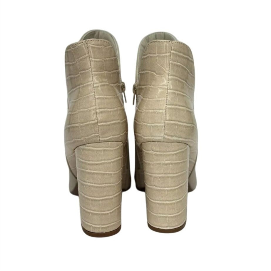 QUPID / Signal-84X / Beige / Faux Leather & Croc / Embossed Ankle / Booties / High Heel