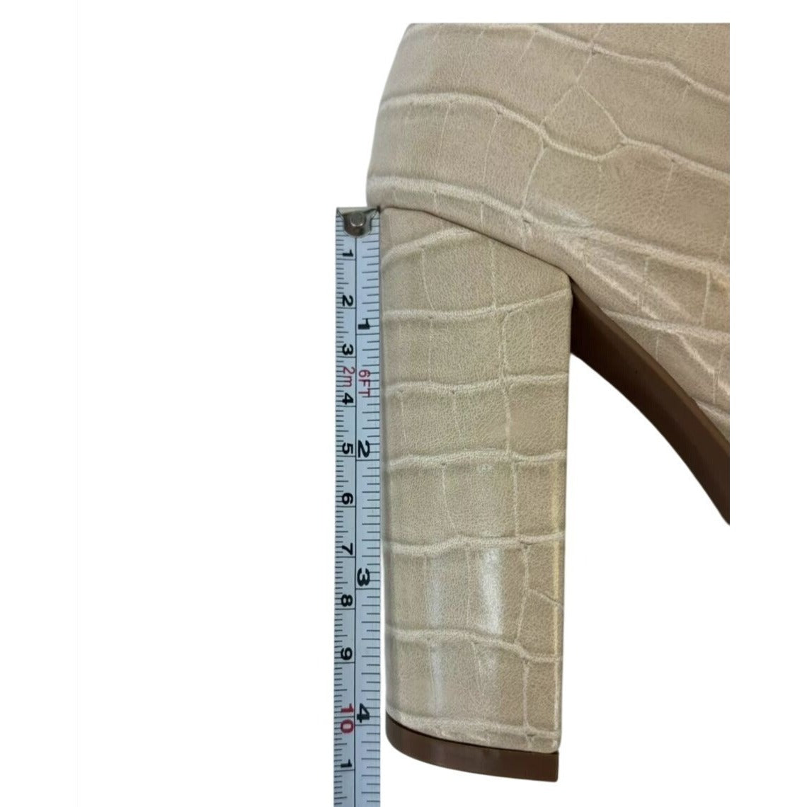 QUPID / Signal-84X / Beige / Faux Leather & Croc / Embossed Ankle / Booties / High Heel
