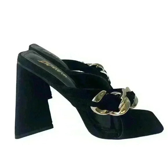 Black & Gold /High Heels Sandals / Size Us 8.5 SHOES BY FLOR