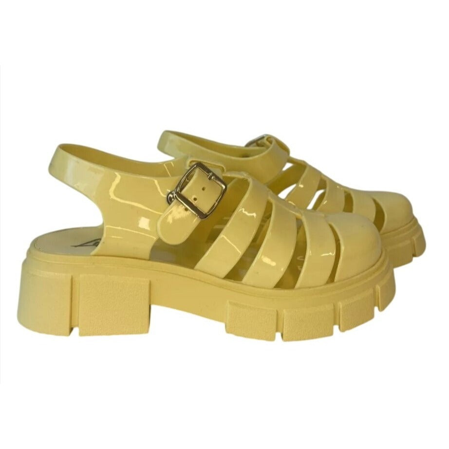 LILIANA / Inka-1/ Yellow / Chunky Platform / Jelly Sandals / With Buckle / Size 6