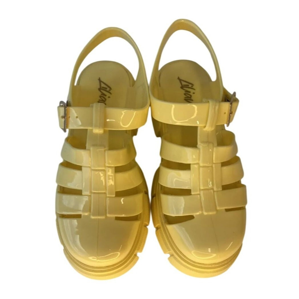 LILIANA / Inka-1/ Yellow / Chunky Platform / Jelly Sandals / With Buckle / Size 6