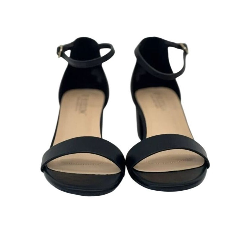 DE BLOSSOM / Annie-50/ Black / Block Heel / Open-Toe Sandals / With Ankle Strap / Memory Foam/ Wide Fit